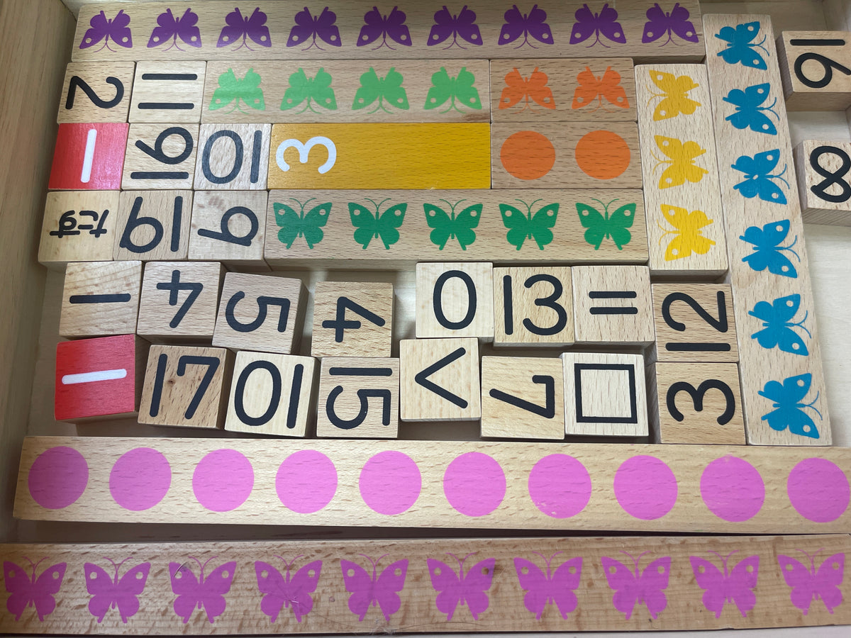 Gakken Japanese Wooden Math Learning Set Arithmetic Basics Guide Book